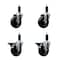 Service Caster 4'' Hard Rubber Wheel Swivel 1-1/8'' Expand Stem Caster Set 2 Brakes, 4PK SCC-EX20S414-HRS-2-PLB-2-118 - alternate 1